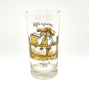 Vintage Holly Hobbie Glass Life's A Picnic Enjoy It American Greetings 1969